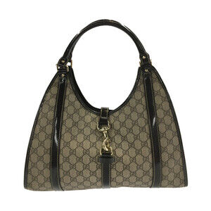 Gucci GG Supreme canvas leather Bardot Joy hobo shoulder bag Brown